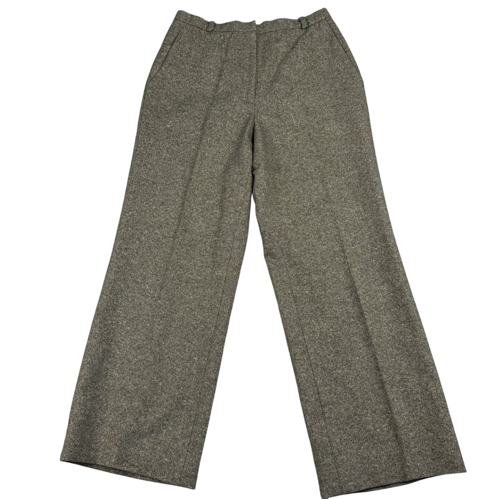 Brook's Brothers Women Plaid Silk Wool Blend Trousers size 10 wide‎ leg Career
